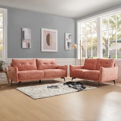 Blush pink velvet seater - pink,