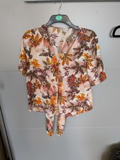 Gorgeous George 14 Tropical Bird Print Blouse Cropped Tie Bottom Stunning