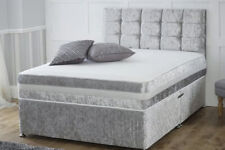 New CRUSHED VELVET DIVAN KING BED WITH 4 DRAWERS STORAGE +  HEADBOARD