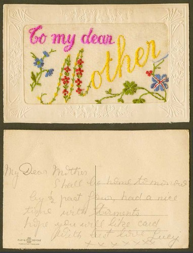 Ww1 silk embroidered old - silk,