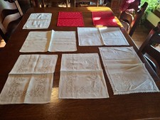 8 x Vintage Linen Placemats Napkins Different Designs & Sizes Job Lot Bundle VGC