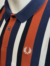 Fred Perry | Short Sleeve Vertical Stripe Polo Shirt XXL (Paprika) Mod Ska 60s