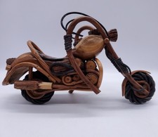 Vintage Wooden Bike Ornament 11" Motorcycle Collectable Retro Decor 