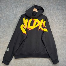 Childish Flames Hoodie Mens Size UK M Black Cotton Oversized Spellout Logo TGF