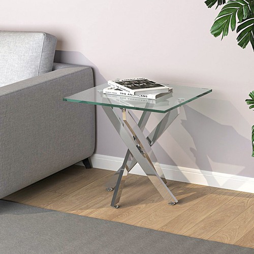Glass coffee table chrome - glass,