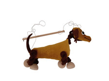 Dachshund - Pepino Soft Puppet - Handmade Vintage Dog Puppet Marionette 
