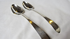 2 x PAIR GEORGE III STERLING SILVER SERVING SPOONS DUBLIN 1796 128 gms GEORGIAN