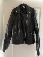 Black Short Leather Jacket. Red Herring. Size 14