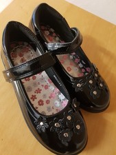 Girls Black Patent Leather School Shoes, UK Size 2