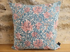 Liberty William Morris Honeysuckle Minor Pink Fabric & Teal Velvet Cushion Cover