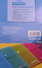 5 pack Rapesco A4 Document Wallets Foolscap Plastic Popper Press Stud Files. ZB1