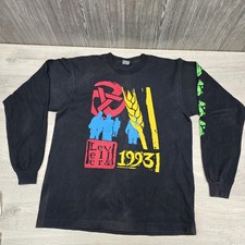 1993 Levellers Size XL Subvert Band Music Tour Long Sleeve T-Shirt Black Vintage