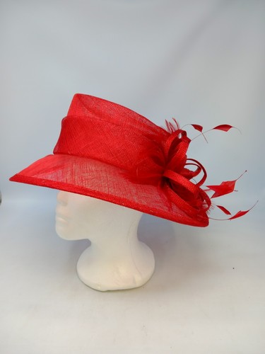 Ladies red abaca hat ascot - abaca,