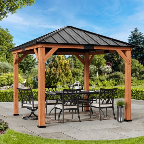 Cedar framed wood gazebo - wood,