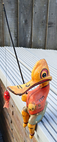 Hand carved wooden fishing - wooden,