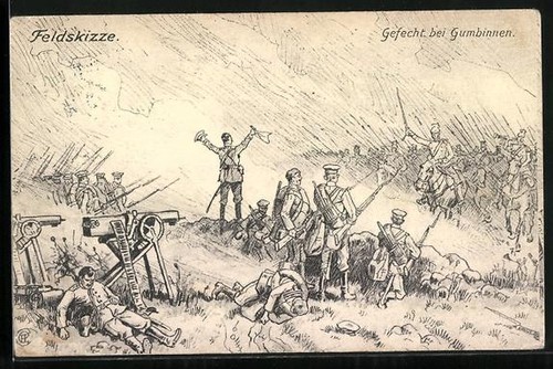 Artist postcard field sketch - field,