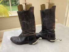 Leather Army Boots with Spurs, size 9 1/2