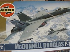 Airfix Plane Kit in box McDonnell Douglas F-18 Hornet with paints and stand