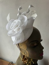 White fascinator with spirals - white,