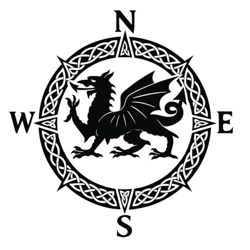 Welsh celtic dragon compass - dragon,