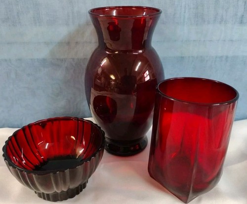 Vintage ruby red glassware - ruby,