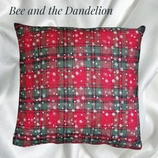 Red Tartan with Snowflakes Double-Sided Christmas Cushion Cover 45cm x 45cms