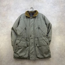 Dunn & Co Mens Field Jacket Medium Khaki Green Corduroy Collar Tartan Lined Coat