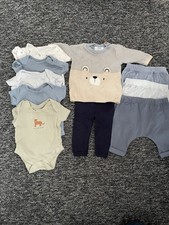 Baby Boys 10 Piece Clothing Bundle for Newborn/Up to One Month Used