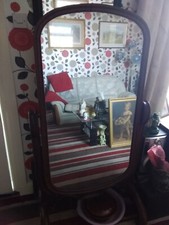 Antique Victorian Mahogany Cheval Freestanding Full Length Mirror 