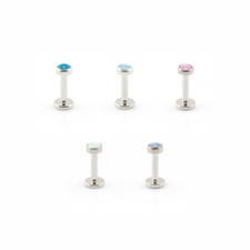 Opal Labret Bar Helix Cartilage Tragus Lip Piercing Steel Internally Threaded
