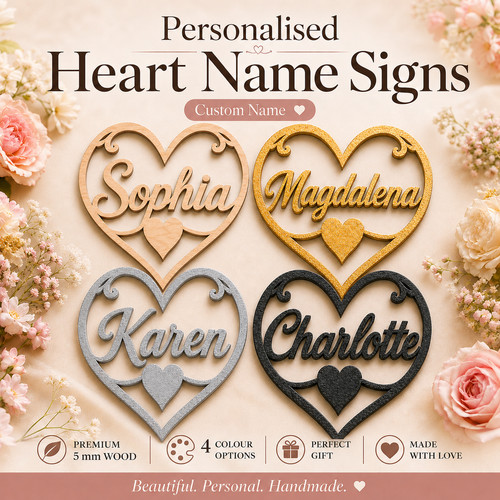 Personalised heart name sign - personalised,