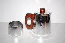 SONA Chrome Aluminium Coffee/Tea Pot Teak Wood Handle & Sugar bowl set