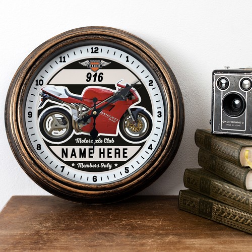 Personalised motorcycle clock - personalised,