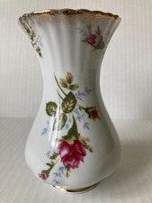 Chodziez Discontinued China Rose Bud Vase with Gold Trim Stamped Poland