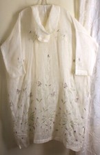 NWT Eskandar Sz 1 48"L HOODED Oyster Ivory Long Embroidered Linen Gauze Jacket