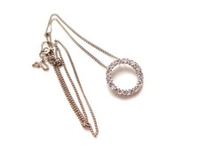 Sterling Silver Clear Stone circle Dics Halo Pendant Chain Sparkly Chic Fashion