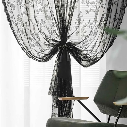 1pc black floral lace sheer - floral,