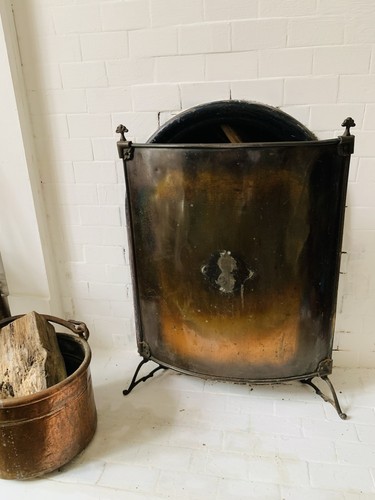 Antique copper fire screen art - antique,