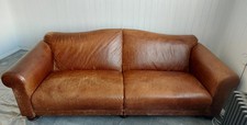 Luxurious, Large, 4 Seater Toffee Brown Real Leather, Quality Classic Sofa