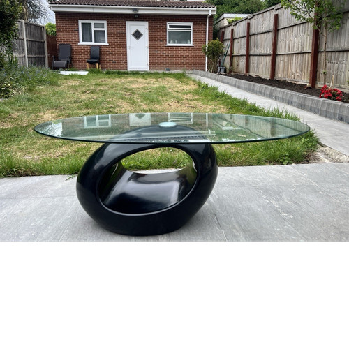 Modern black oval glass coffee - modern,