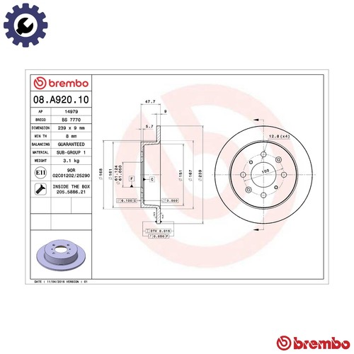 Brake disc a920 - disc, 08.a920.10