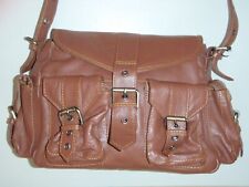 TOMMY & KATE - TAN GENUINE 100% LEATHER MULTI POCKETS SHOULDER BAG  (USED TWICE)