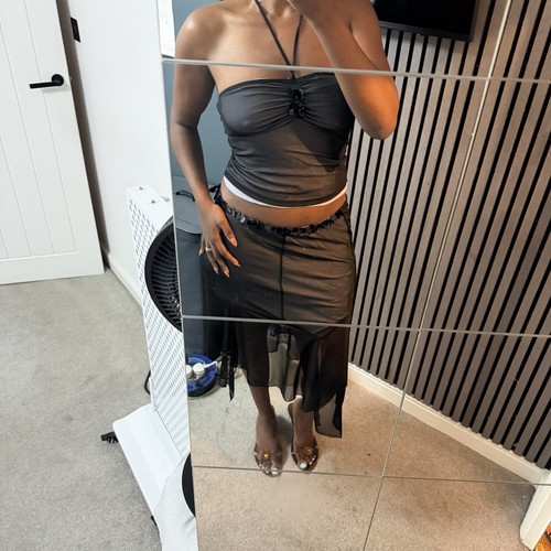 Zara black mesh two piece - mesh,