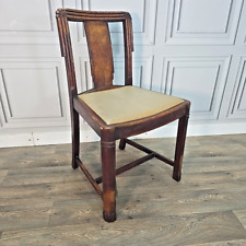 Antique Vintage Solid Wood Oak Chair - Dining Bedroom Desk - Leather - Art Deco