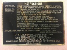 FORDSON STANDARD N STARTING INSTRUCTION PLATE