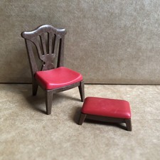Playmobil Victorian Dining Chair & Footstool, Furniture Dolls House Spares A1