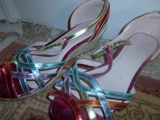 Next sandals size 6 wedge rainbow hardly worn