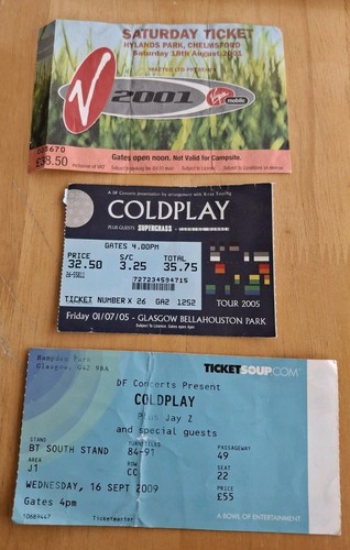 Coldplay tickets stubs v2001 - tickets,