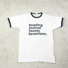 Reading Festival T-Shirt Mens Medium White Ringer 2017 Lineup Band Tee