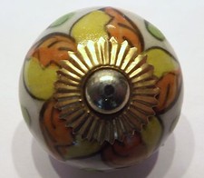 Ceramic Door Knobs Handles Drawer cupboard wardrobe porcelain china pulls brass